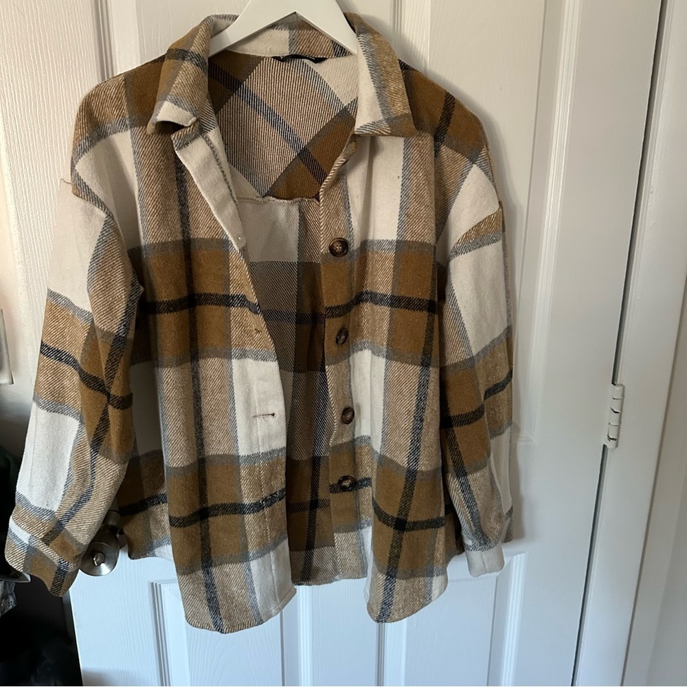Tan Plaid Shacket